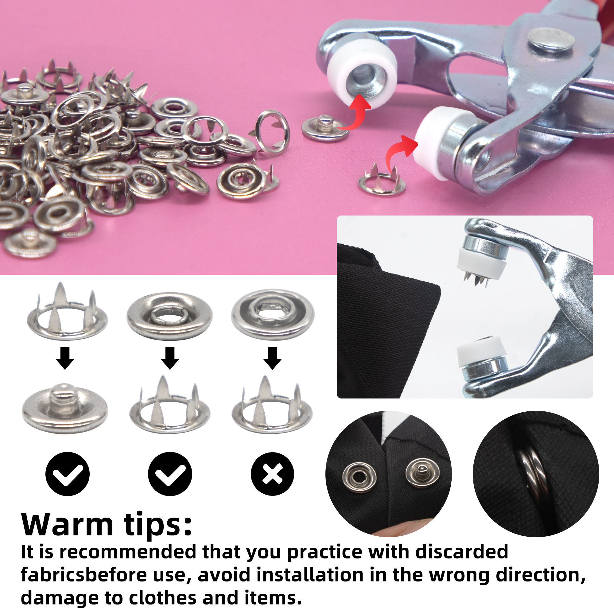 50 Sets Snap Fasteners Kit Too - Snap Button Plier review and price