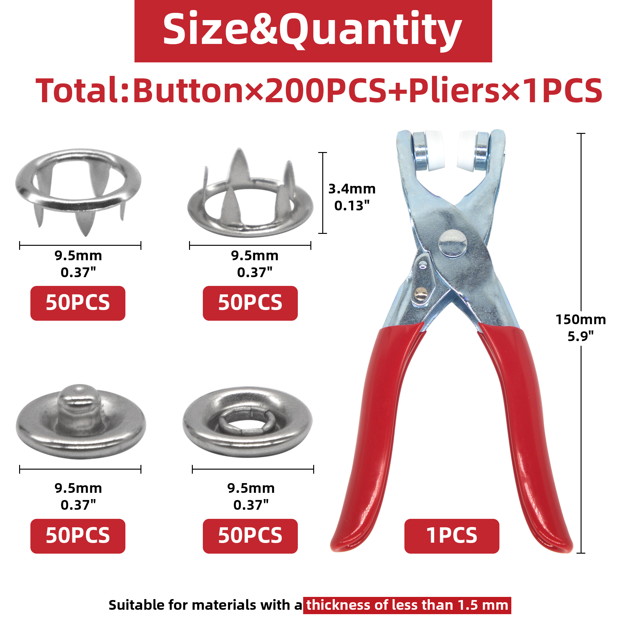50 Sets Snap Fasteners Kit Too - Snap Button Plier review and price
