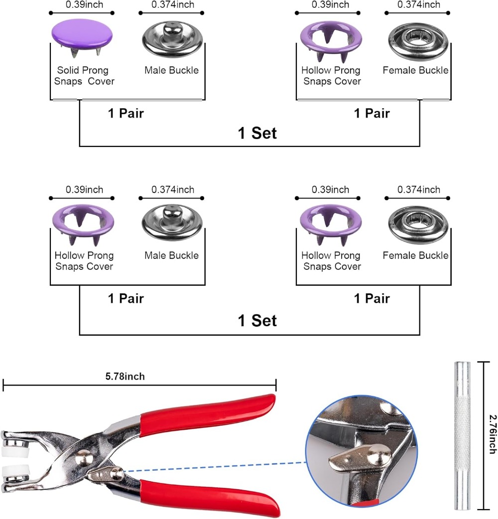 200 Set Snap Button Kit, 9.5mm - Sewing Fabric review and price