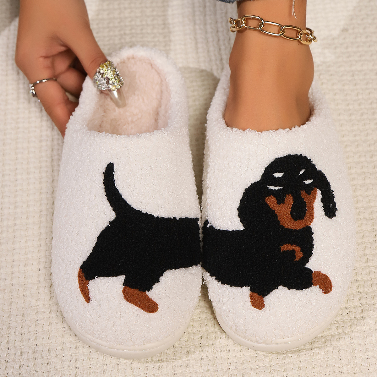Winter Plush Cute Dachshund Em - Sewing Fabric review and price